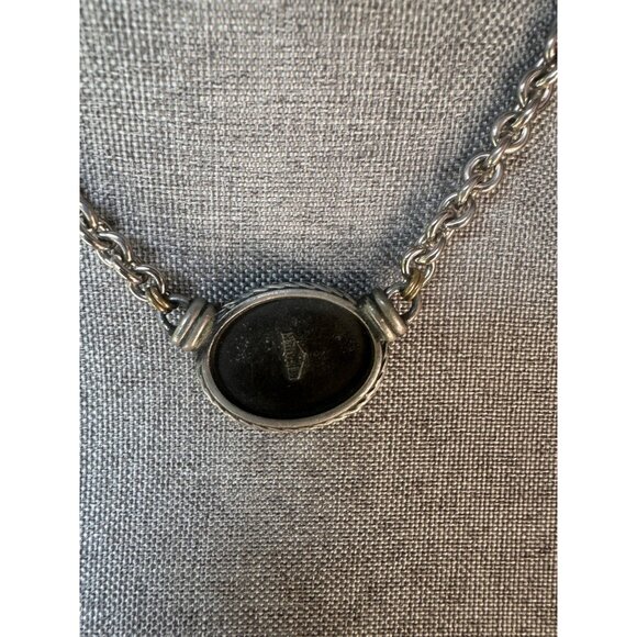 Ben Amun Obsidian Silver Tone Chain Necklace - Picture 4 of 5